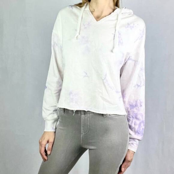 NWT Paper Crane Purple Tie Dye Cropped Sweater size Medium - Picture 1 of 5